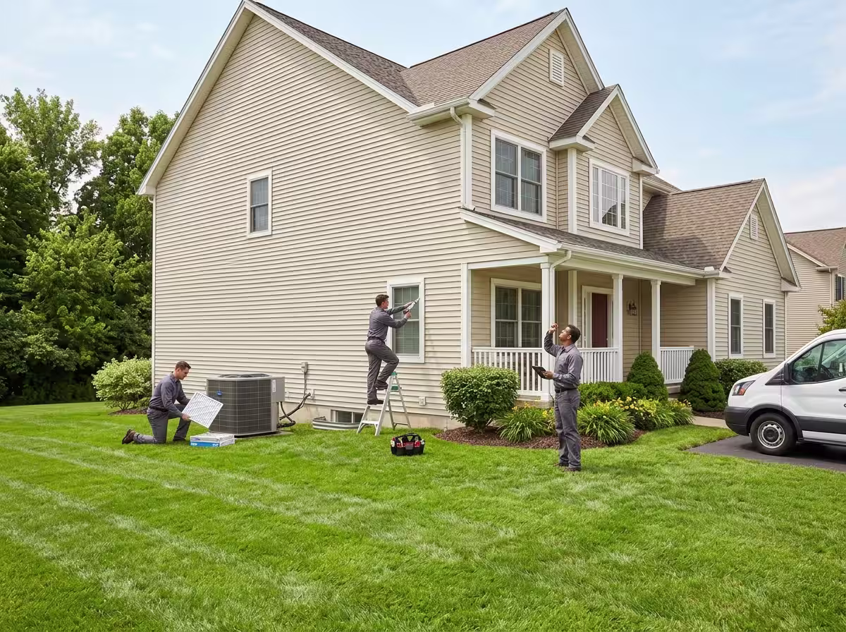 Property maintenance technician inspecting rental unit